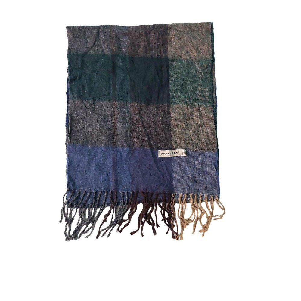Burberry Blueish Purple, Brown, Green Horizontal Cashmere Scarf Scarves - Picture 2 of 5